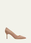 Manolo Blahnik Bb 70mm Suede Stiletto Pumps In Neutral