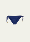 Ramy Brook Lesia Solid Side-tie Bikini Bottoms In Blue