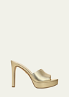 Veronica Beard Dali Leather Slide Platform Sandals In Gold