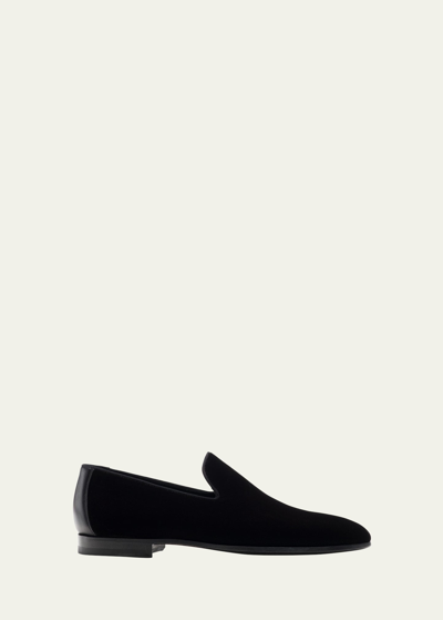 Magnanni Almond-toe Velvet Loafers In Black