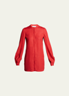 Gabriela Hearst Nicola Linen Tunic Blouse In Red