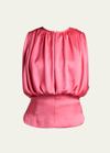 Giorgio Armani Pleated Silk Balloon Tank In Pink