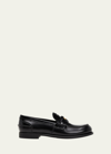 Miu Miu Leather Penny Loafers In Black