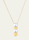 Yutai Slide Necklace With 2 Akoya Pearls Vertical Swing, 7mm To 7.5mm In Gold