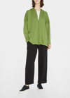 Eskandar Angle-to-front Zipped Hooded Top (long Length) In Green