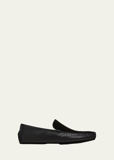 Manolo Blahnik Men's Mayfair Suede-leather Loafers In Black