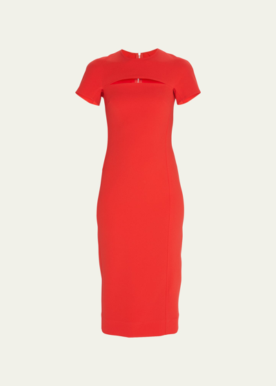 Victoria Beckham Cutout Crepe Midi Dress In Crimson