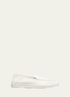 Giorgio Armani Men's Woven Leather Slip-on Sneakers In White
