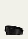 Prada Men's Spazzolato Leather Belt Strap In Black
