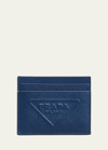 Prada Men's Saffiano Tonal Logo Leather Card Case