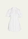 Simkhai Cleo Poplin Pintuck Mini Dress In White
