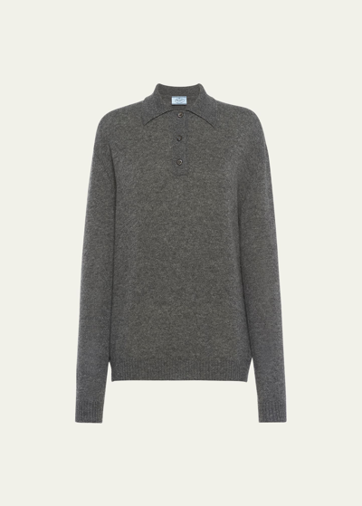 Prada Polo Cashmere Shirt In Gray