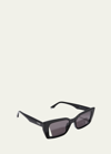 Fendi Cutout Rectangle Acetate Sunglasses In Black