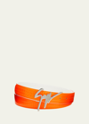 Giuseppe Zanotti Men's Croc-embossed Leather Belt In Orange