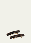 France Luxe Mini Classic Rectangle Barrettes, Set Of 2 In Brown