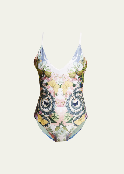Shop Carolina K Marieta Reversible High-cut One-piece Swimsuit