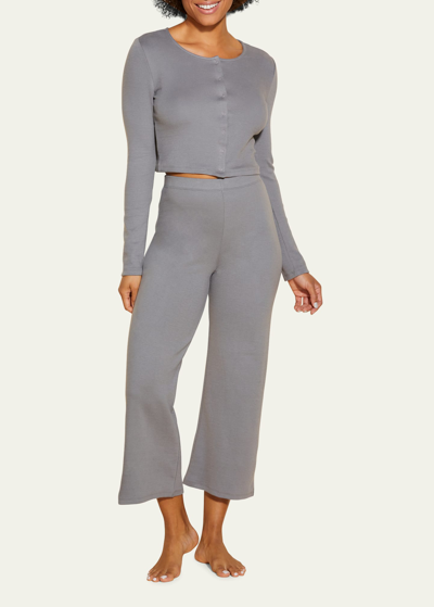 Cosabella Michi Cropped Double-knit Pants In Gray