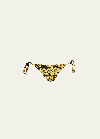 Versace Barocco-print Side-tie Bikini Bottoms In Gold