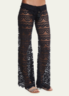 Pq Swim Malibu Embroidered-lace Coverup Pants In Black