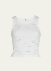 R13 Distressed Knit Cropped Tank Top In White