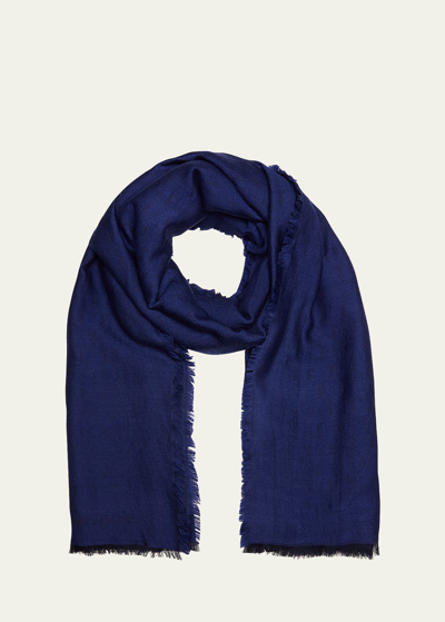 Saint Laurent Ysl Micro Monogram Scarf In Blue