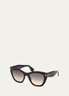 Tom Ford Cara Plastic Cat-eye Sunglasses In Black
