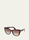 Tom Ford Nora Plastic Cat-eye Sunglasses In Brown
