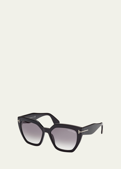 Tom Ford Phoebe Square Plastic Sunglasses In Black