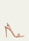 Gianvito Rossi Vernice Patent Ribbon Slingback Sandals In Brown