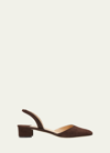 Manolo Blahnik Aspro Suede Slingback Ballerina Pumps In Brown