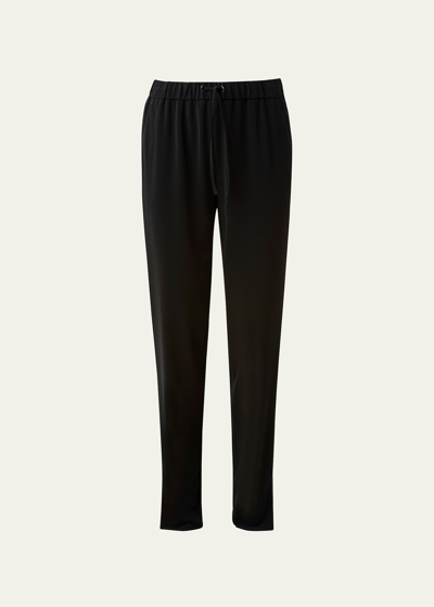 Akris Punto Mike Split-hem Crepe Pull-on Pants In Black