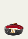 Valentino Garavani Logo Leather Wrap Bracelet In Black