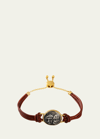 Jorge Adeler Unisex 18k Yellow Gold Gemini Twins Coin Leather Bracelet In Red