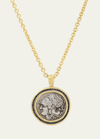 Jorge Adeler Men's 18k Athena/pegasus Coin & Black Diamond Pendant In Gold