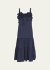 Jason Wu Tiered Floral-embellished Dress In Blue