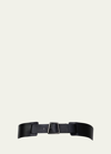 Akris Trapezoid Buckle Leather Belt In Black