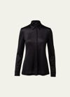 Akris Silk Jersey Collared Shirt In Black
