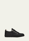 Giuseppe Zanotti Men's Glitter Leather Logo Low-top Sneakers In Black