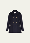 Valentino V Logo Notched Double-breasted Wool Coat In Black