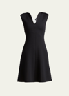 Giorgio Armani Mixed Wool Viscose Double Jersey Dress In Black
