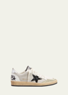 Golden Goose Ballstar Net Leather Low-top Sneakers In White