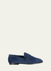 Sophique Essenziale Classic Suede Penny Loafers In Blue