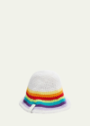 Loewe Rainbow Crochet Bucket Hat In White