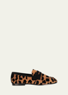 Sophique Essenziale Leopard Suede Penny Loafers In Brown