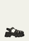 Prada Men's Monolith Rubber Chunky-sole Fisherman Sandals In Black