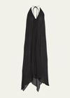 Caravana Ayikal Halter Maxi Dress With Calf Leather Straps In Black