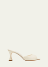 Manolo Blahnik Jadarona Leather Mule Sandals In White