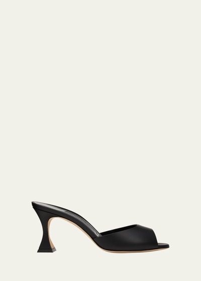 Manolo Blahnik Jadarona Leather Mule Sandals In Black