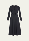 Carolina Herrera Triple Bow Keyhole-front Midi Dress