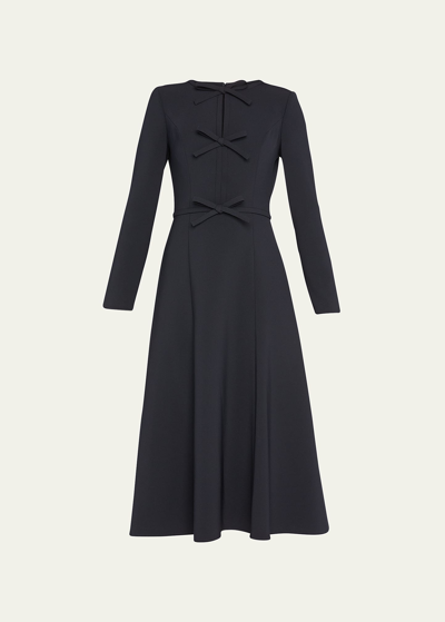 Carolina Herrera Triple Bow Keyhole-front Midi Dress